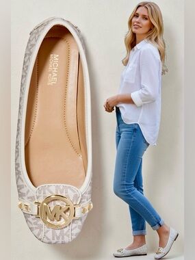 Michael Kors Fulton Studded Logo Moccasin in Vanilla